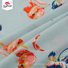 Desgin confortable tissu d&#39;impression en mousseline de soie à fleurs en polyester